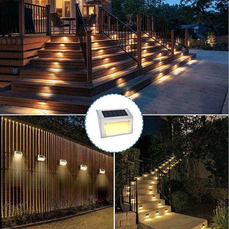 Lightess Solar Lights for Steps Deck Solar Stair Light Outdoor Waterproof Stainless Steel LED Fence Light for Garden Patio Pathway, 6 Pack, Warm White - Image 5